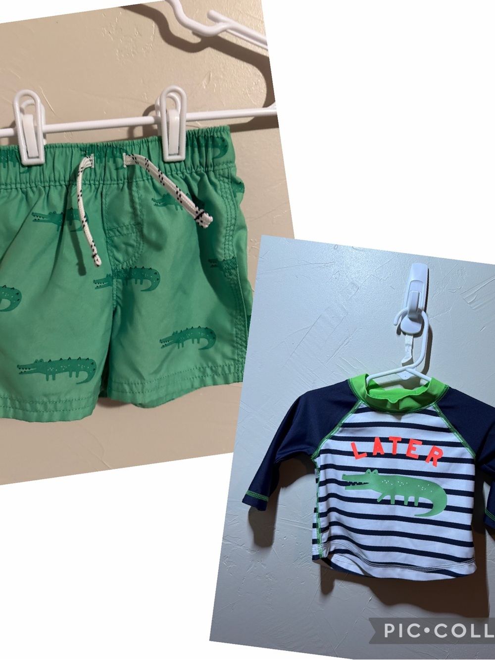 GAP Green & Navy Crocodile Two-Piece Rash Guard Swim Set